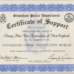 Stoneham Crime Prevention, Cert of Support